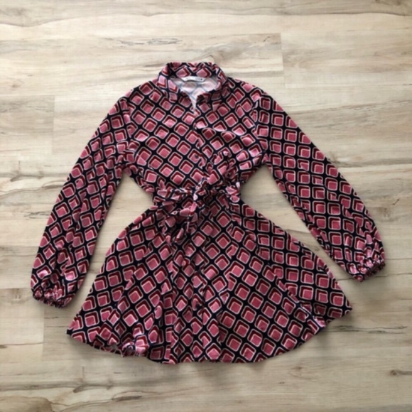 Zara Geometric Colour Block Full Button Up Dress - Picture 4 of 7